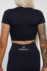 Solace in Black | U-Neck Short Sleeve Crop Top