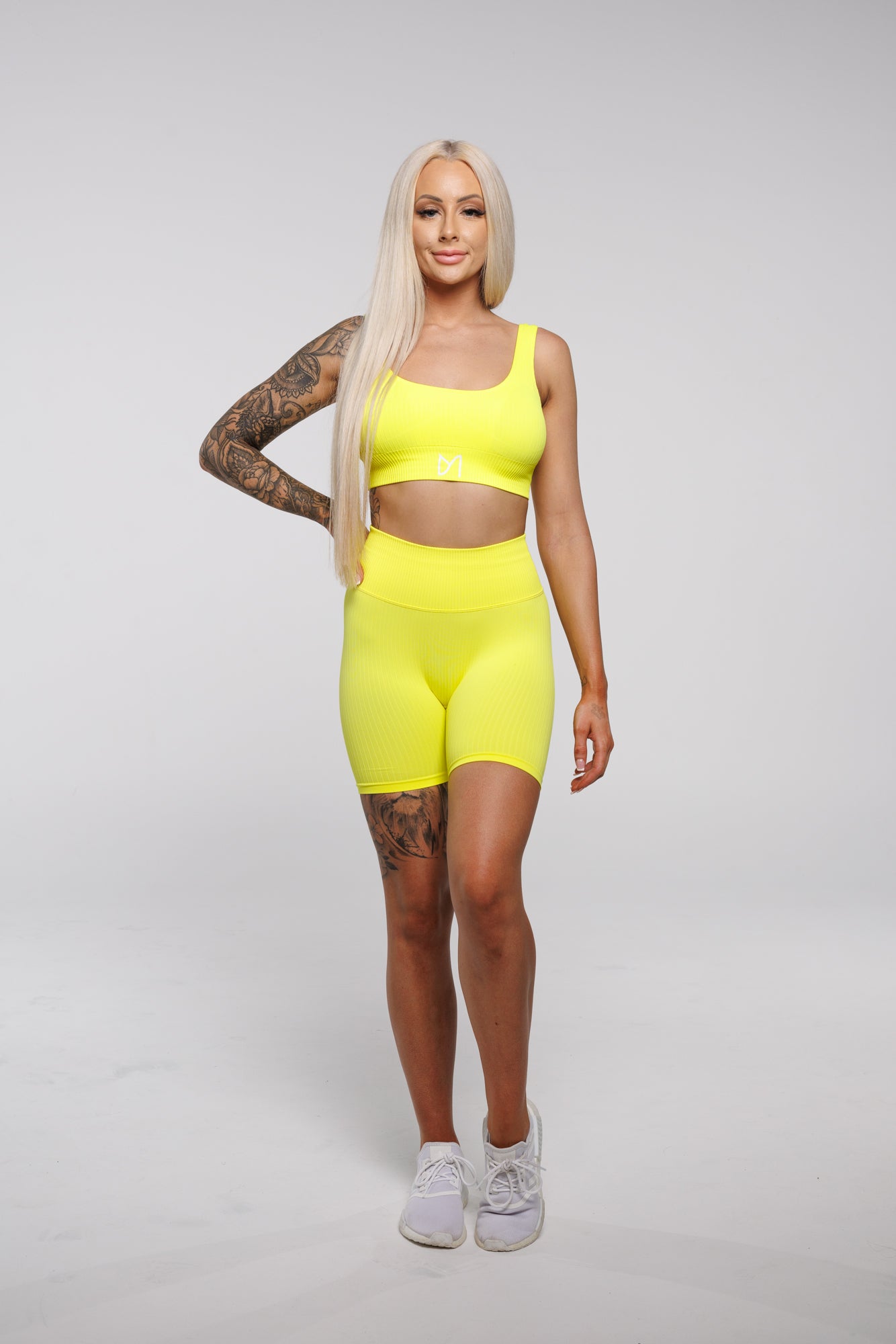 Bloom in Neon Yellow | Plunge Neckline Sports Bra