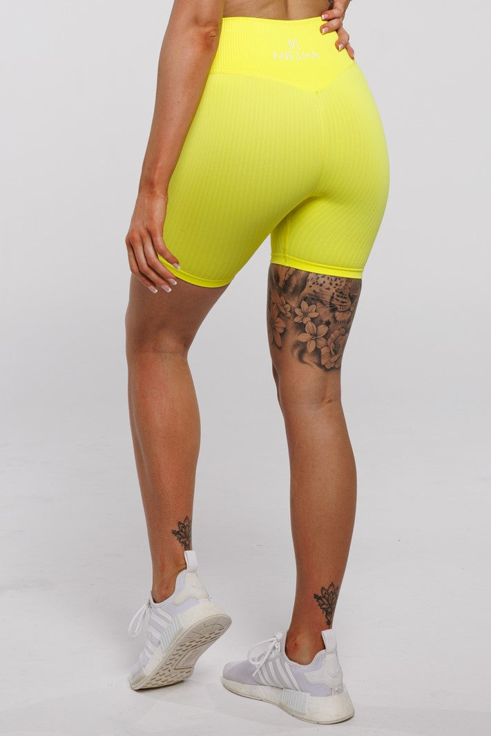 Bloom in Neon Yellow | Slim Fit Mid Length Shorts