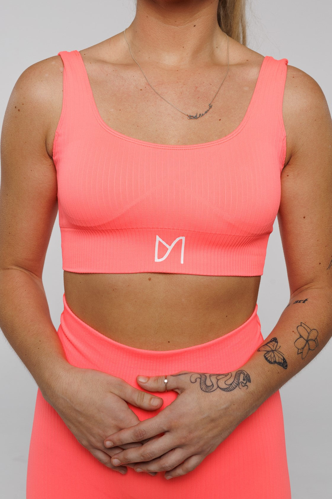 Bloom in Neon Pink | Plunge Neckline Sports Bra