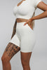 Solace in White | High Waist Mid Length Shorts