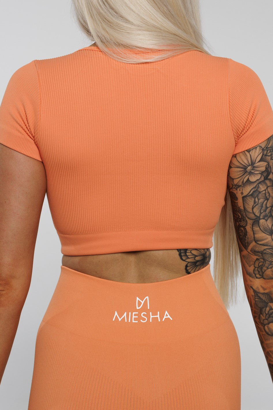 Solace in Papaya | U-Neck Short Sleeve Crop Top