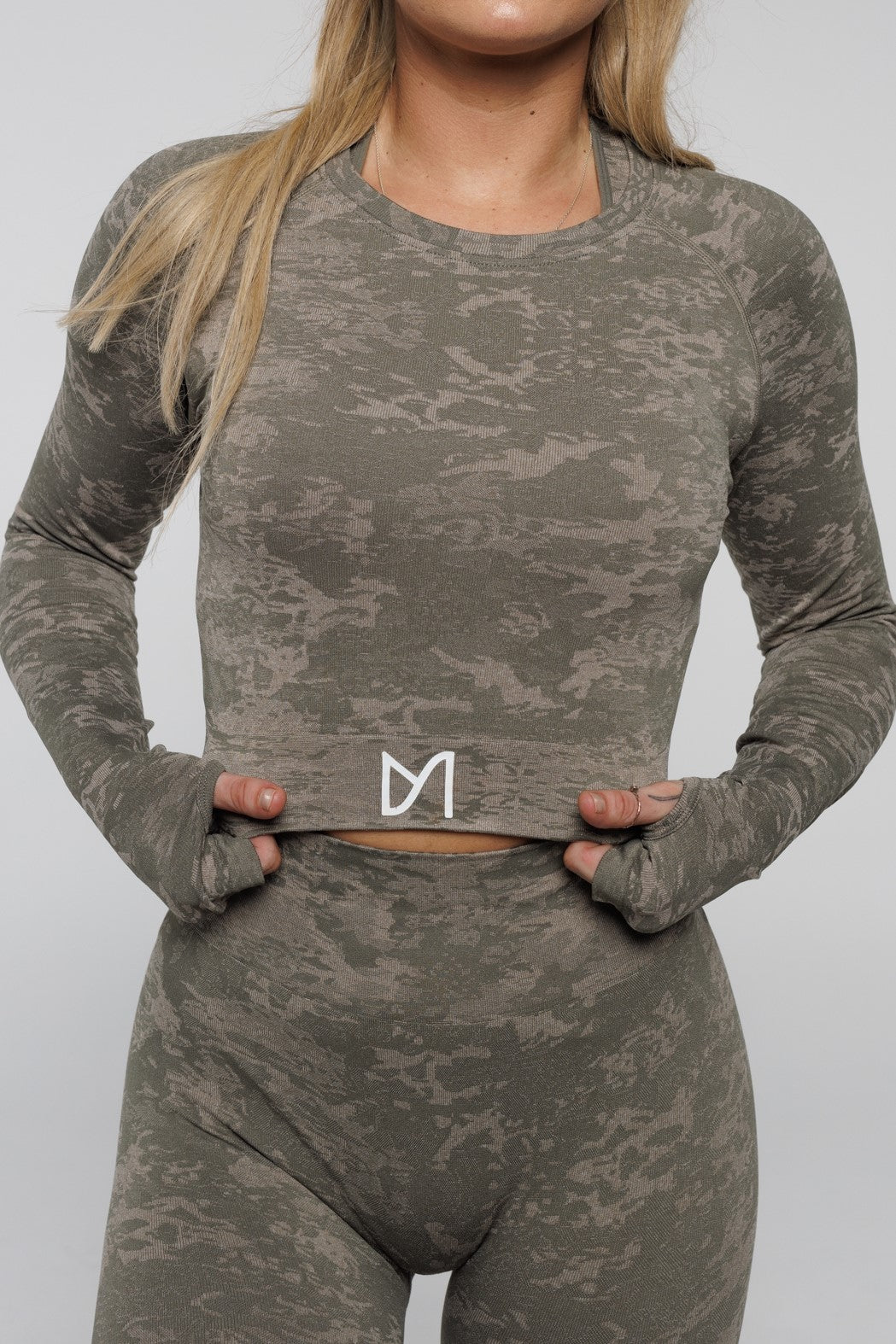 Fierce in Khaki | Long Sleeve Crop Top