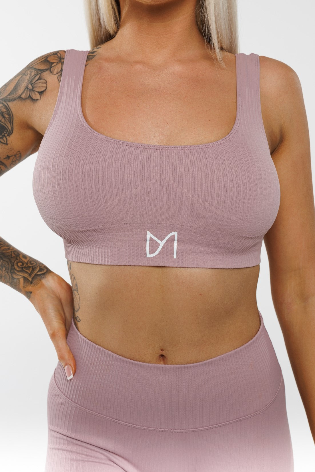 Bloom in Purple Blush | Plunge Neckline Sports Bra