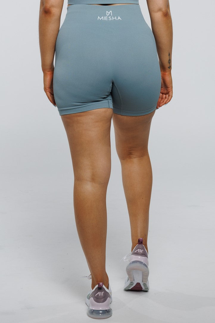 Solace in Teal | High Waist Mid Length Shorts